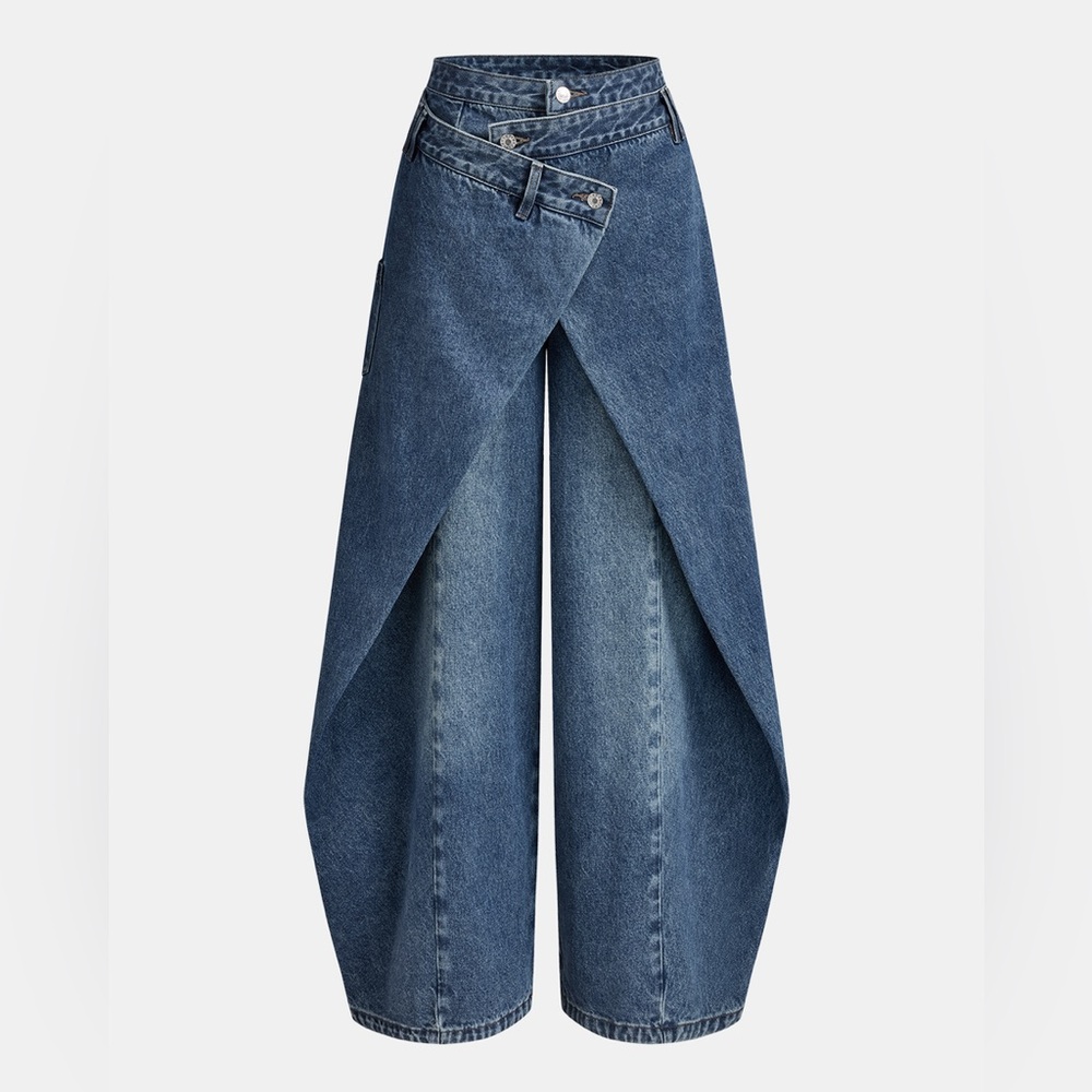 Commense Cross-Front Wide-Leg Jeans NWT